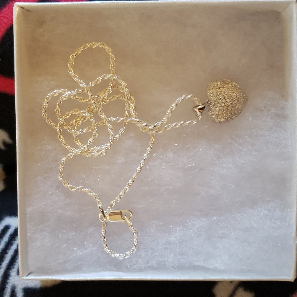 925 sterling silver Swarovski crystal 3D heart pendent with 925 sterling chain